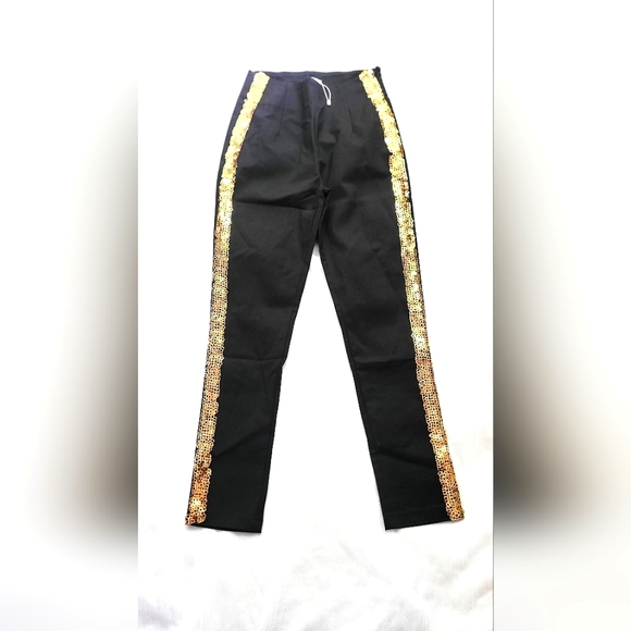 NWOT GOLD Sequin Striped Women's Jenn Pant Size Small - Picture 1 of 5